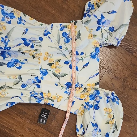 Express Blue and Yellow Floral Midi Dress - Picture 5 of 9